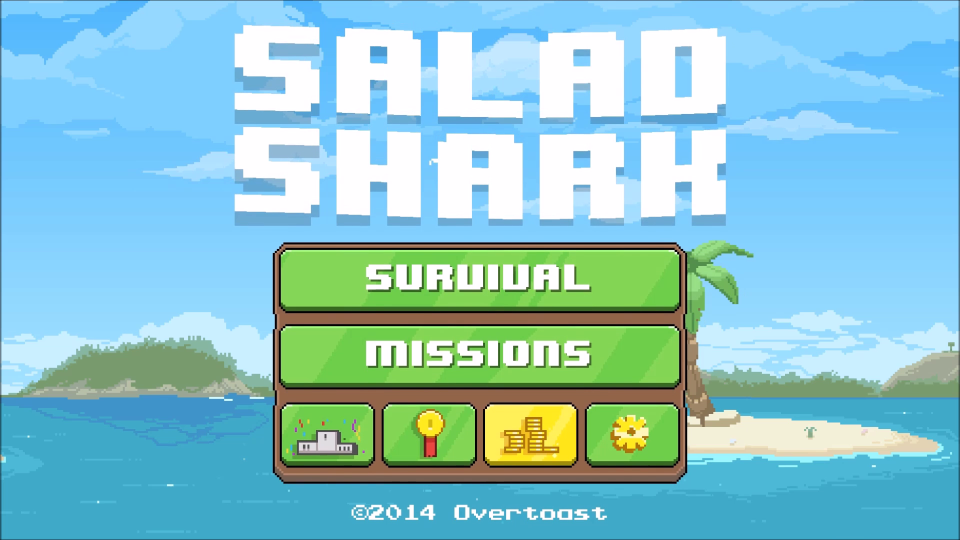 Salad Shark main menu with Survival and Missions buttons