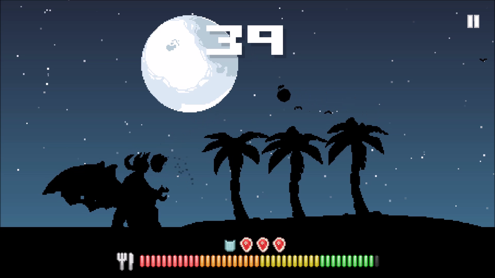 Night-time Salad Shark gameplay under a full moon